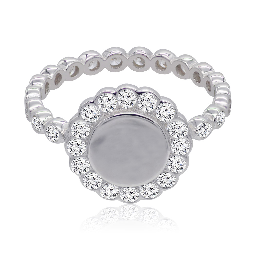 Floral Bezel Set Ring